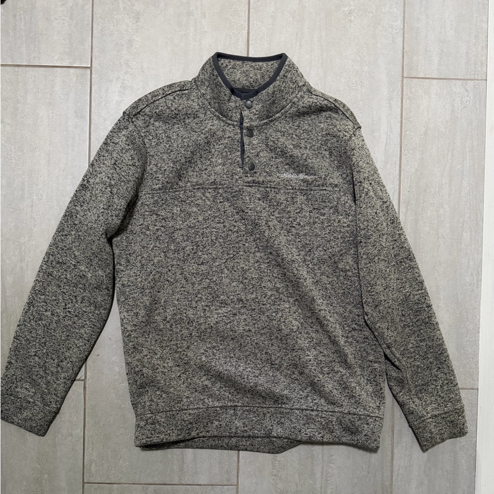Eddie Bauer Men's Heathered Gray Quarter-Zip Pullover